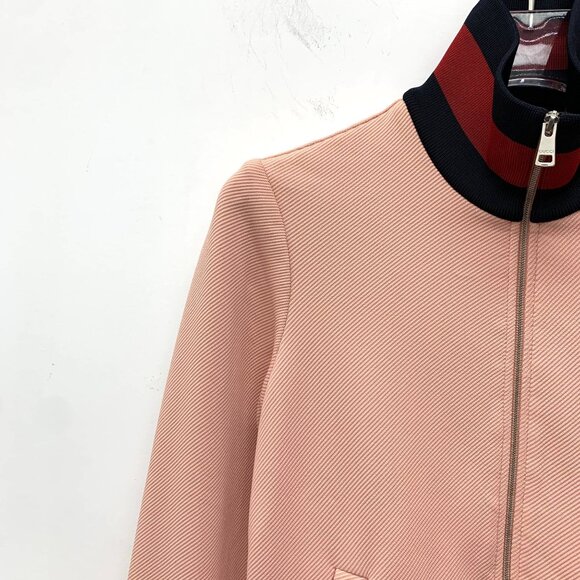 Gucci Pink Striped Collar XXS Zipper Jacket Long-Sleeved Made In Italy Polyester - Picture 6 of 7